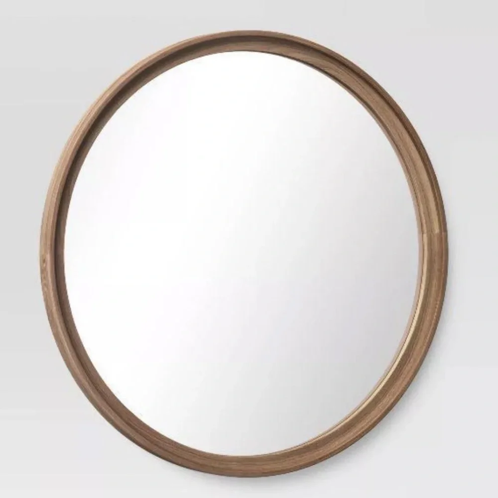 THRESHOLD 26” classic wood round mirror -natural